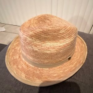 Baby boy Straw hat with cream band. Size 9-12 months